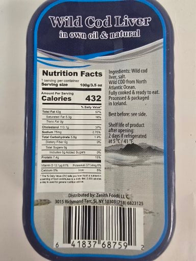 Royal Zenith Wild Cod Liver in Own Oil – 115g