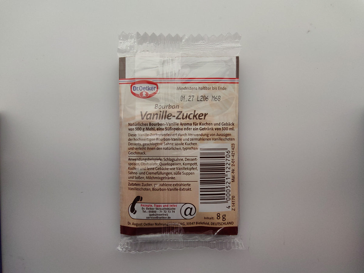 Dr. Oetker Bourbon Vanilla Sugar, 0.88 oz (25g)