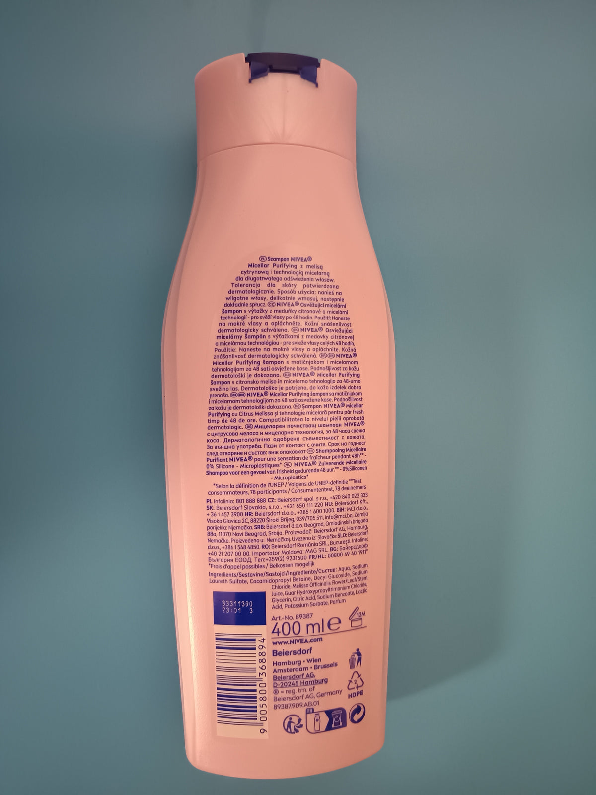 Nivea Micellar Purifying Shampoo, 400 ml — back