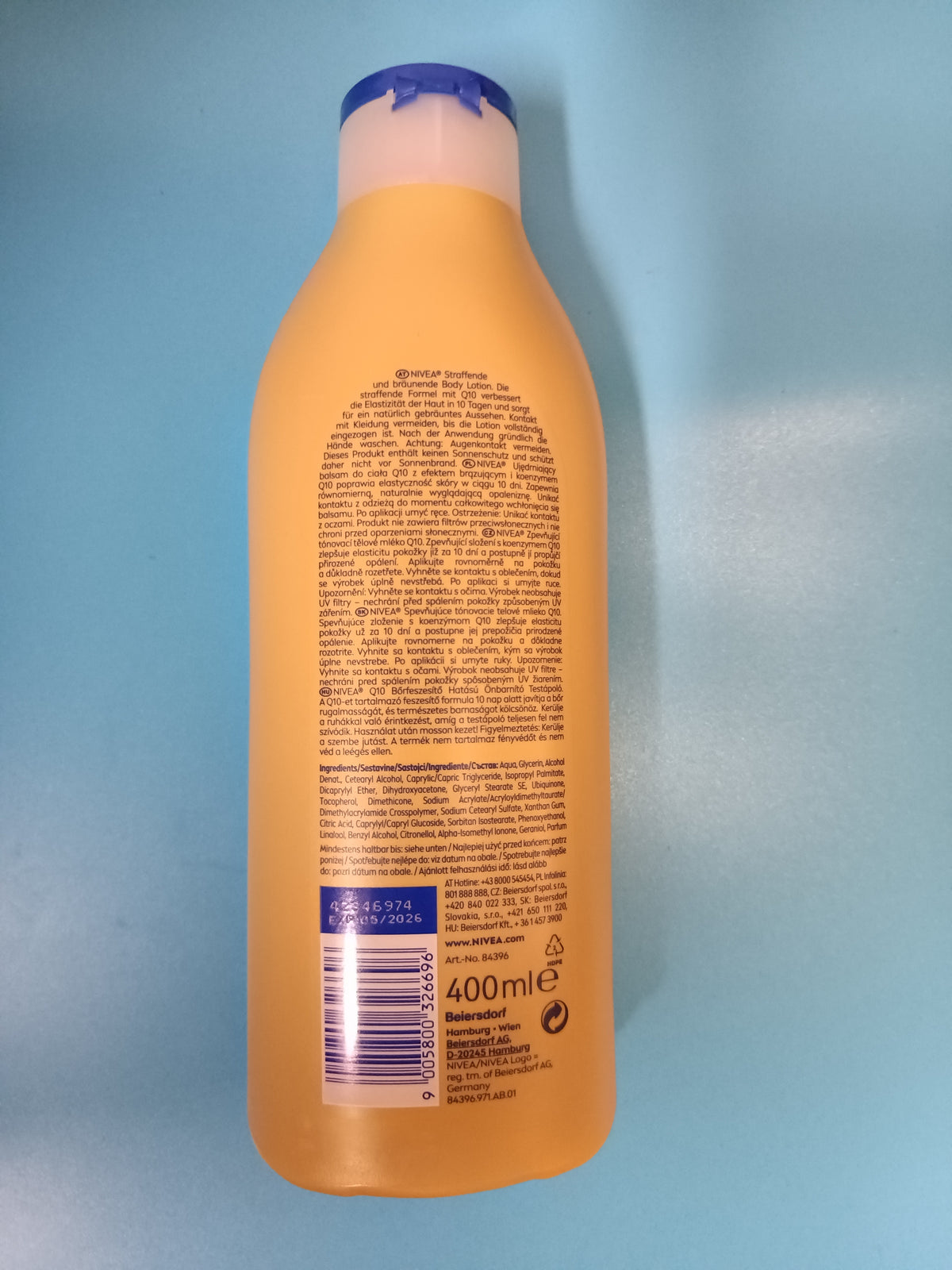 Nivea Body Lotion Firming Q10 + Bronze Gradual Tan, 400 ml — back