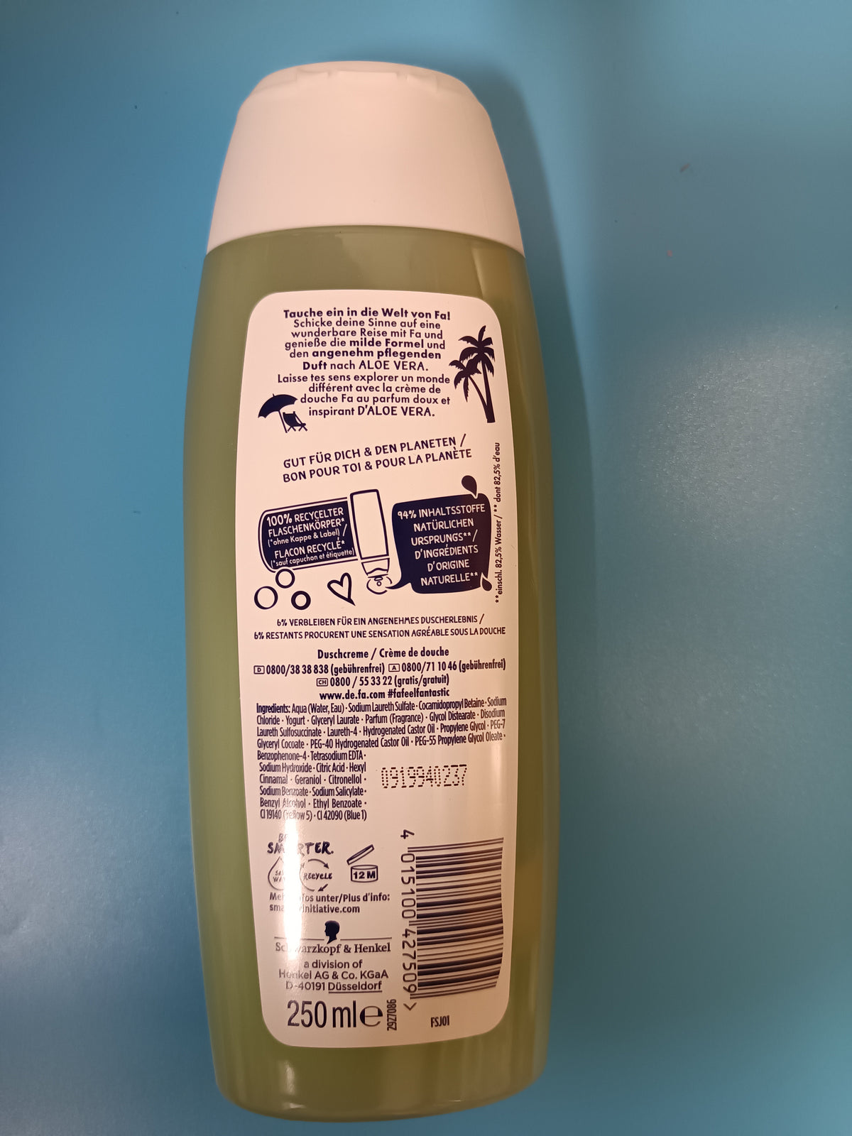 Fa Aloe Vera & Yoghurt Shower Gel, 250 ml — back