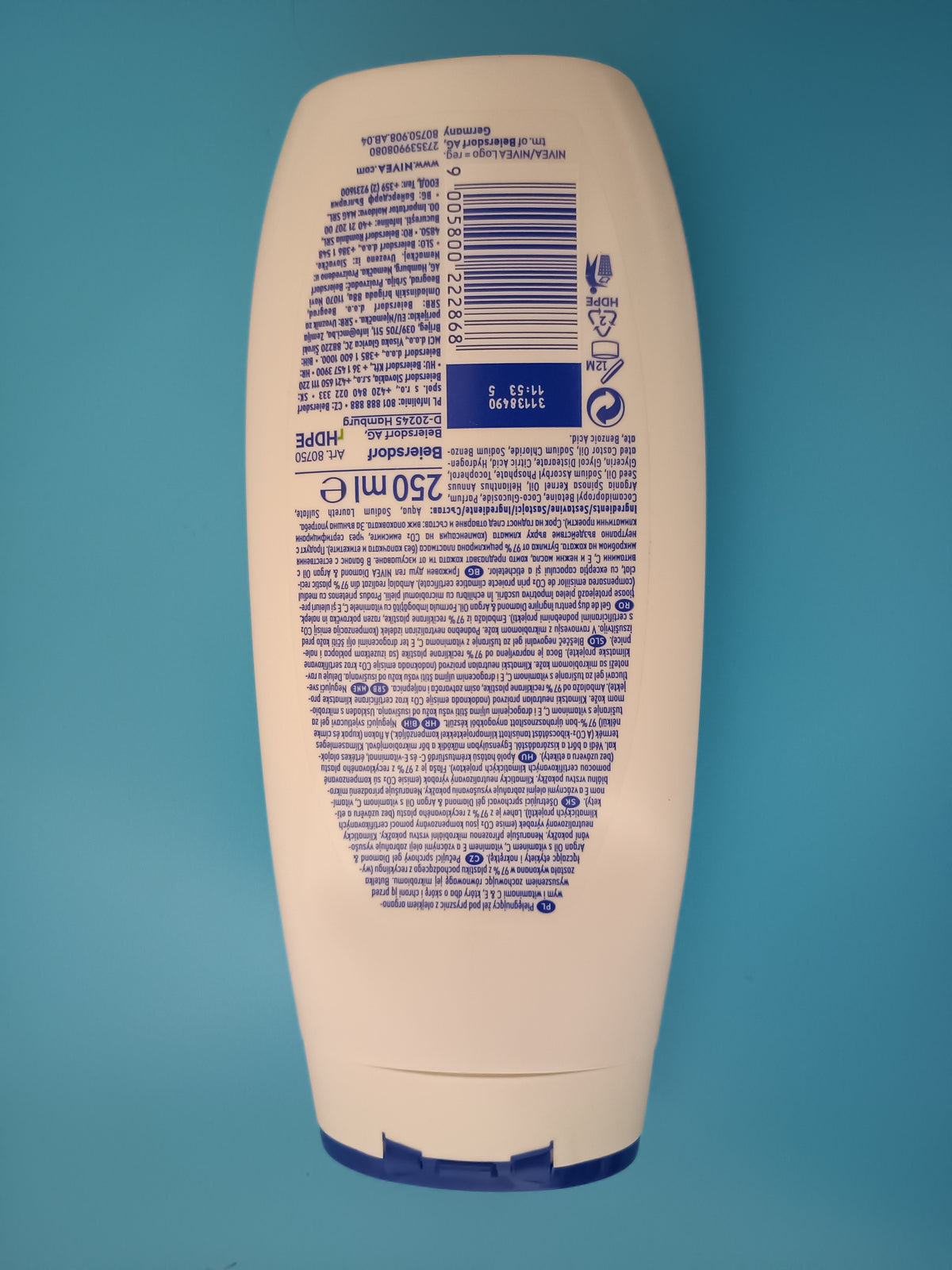Nivea Care Shower Diamond & Argan Oil, 250 ml — back
