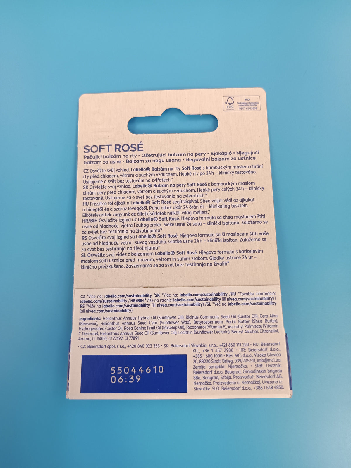 Labello Soft Rosé Tinted Lip Balm — back