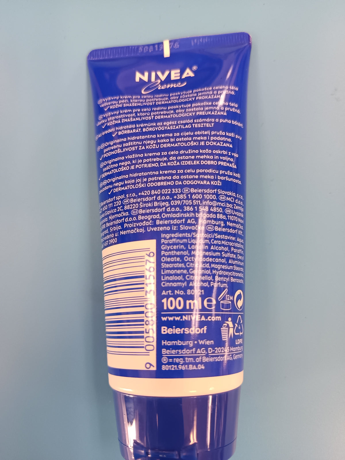 Nivea Creme Tube, 100 ml — back