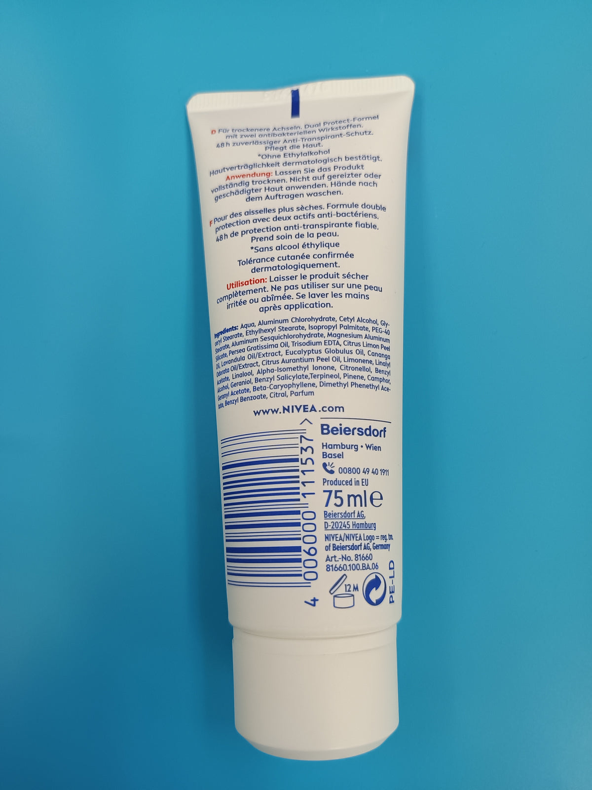 Nivea Dry Comfort 48 h Anti-Perspirant Cream, 75 ml — back