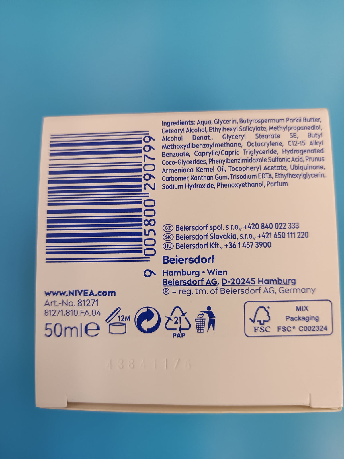 Nivea Anti-Wrinkle Firming Day Care 45+, 50 ml — back
