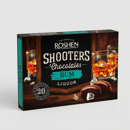 Roshen Shooters Rum Liquor Chocolates, 20 Pieces, 5.3 oz (150g)