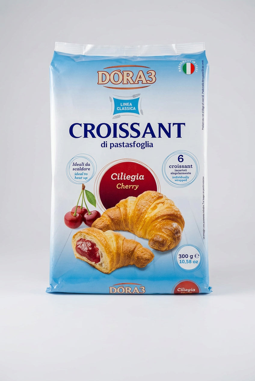 Dora3 Puff Pastry Croissants with Cherry Filling, 10.58 oz (300g)