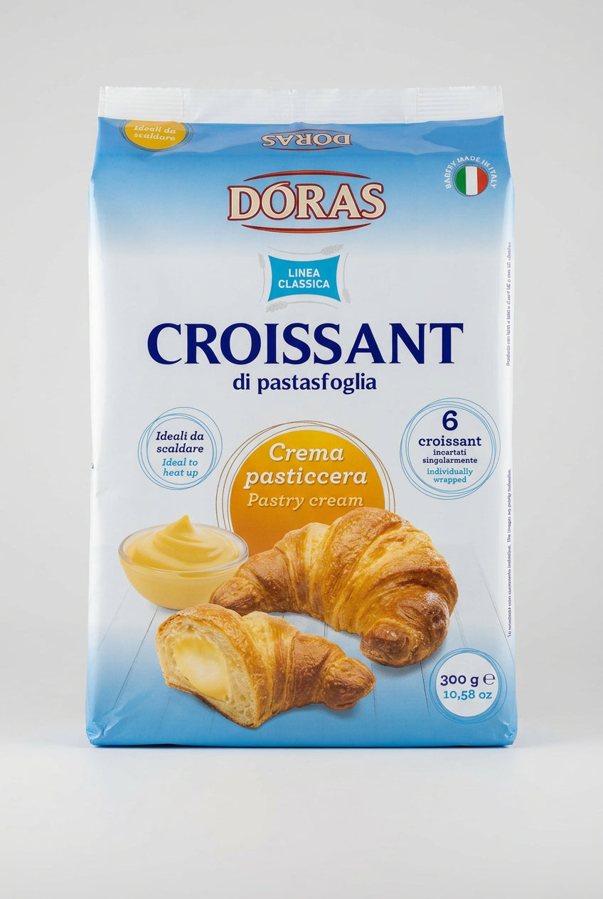 Dora3 Puff Pastry Croissants with Pastry Cream Filling, 10.58 oz (300g)
