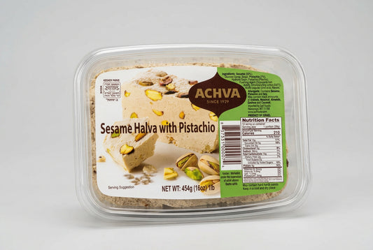 Achva Sesame Halva with Pistachio, 16 oz (454g)