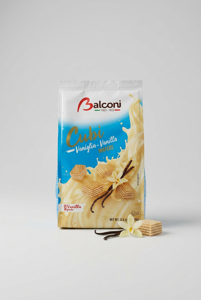 Balconi Cubi Vanilla Wafers, 8.8 oz (250g)