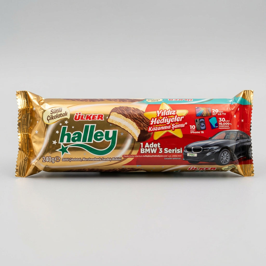 Ülker Halley Marshmallow Sandwich Biscuits, 8.5 oz (240g)