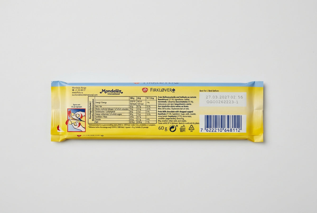 Freia Firklover Milk Chocolate with Hazelnuts, 2.1 oz (60g)