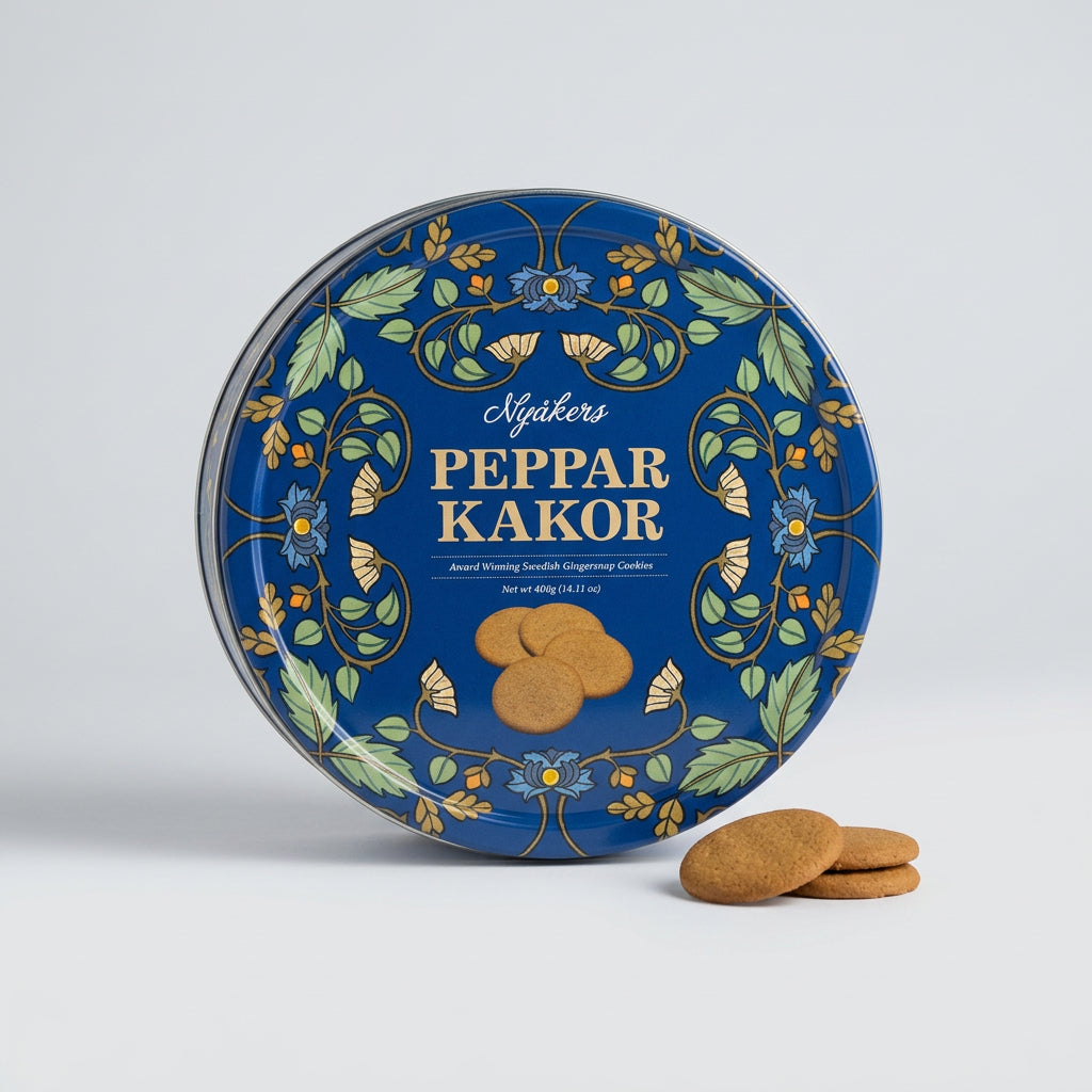 Nyåkers Swedish Gingersnaps, Blue Tin, 14.1 oz (400g)