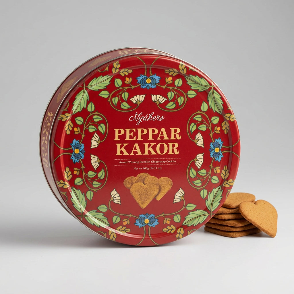 Nyåkers Gingersnap Hearts, Red Tin, 14.1 oz (400g)