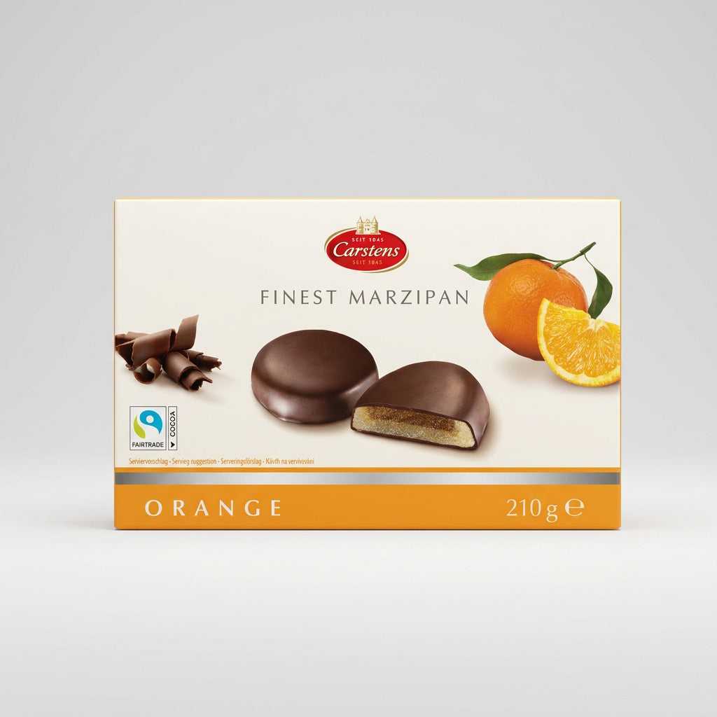 Carstens Finest Marzipan Rounds with Orange Filling, 7.4 oz (210g)