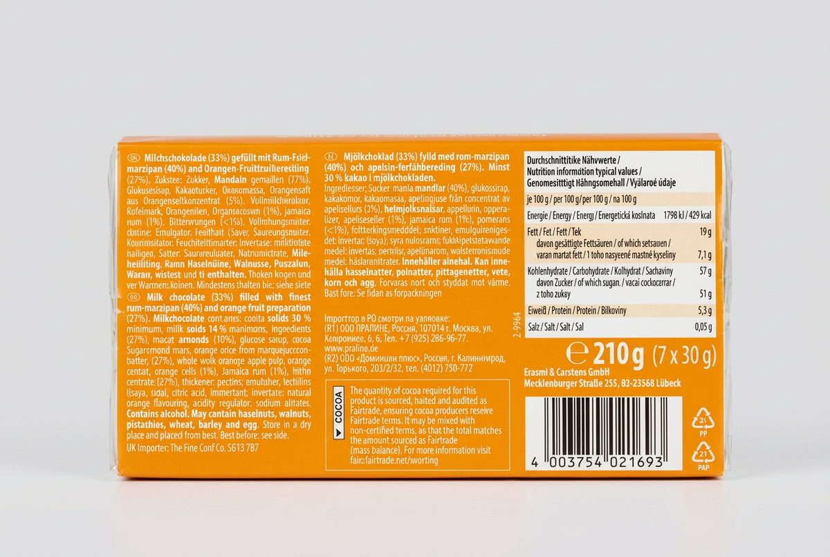 Carstens Finest Marzipan Rounds with Orange Filling, 7.4 oz (210g)