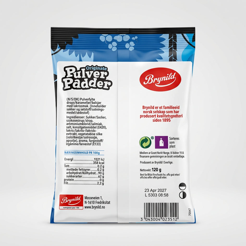 Brynild Pulver Padder Liquorice Powder Frogs, 4.2 oz (120g)