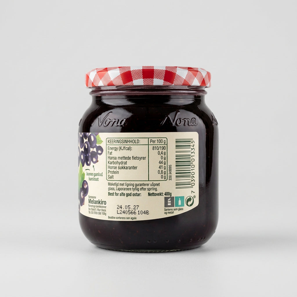 Nora Homemade Blackcurrant Preserve 40%, 14.1 oz (400g)