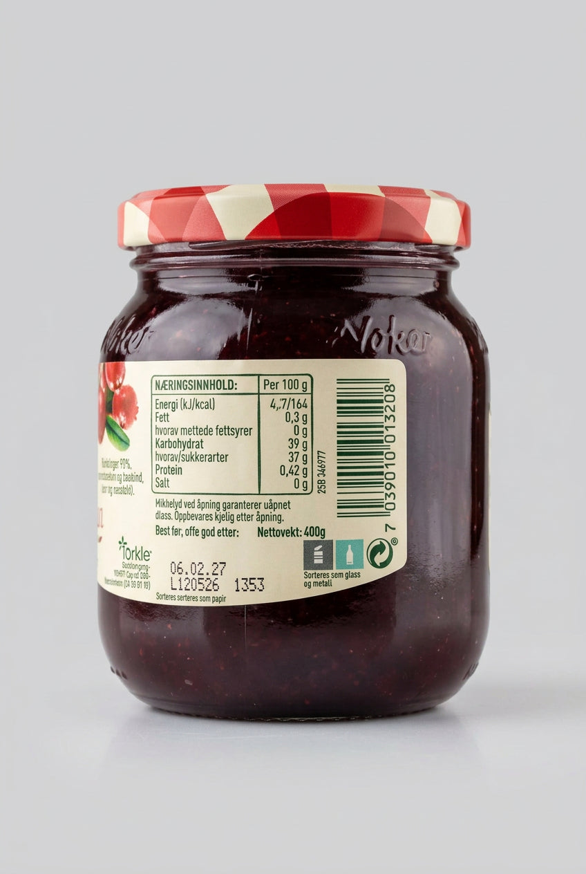 Nora Homemade Lingonberry Preserve 61%, 14.1 oz (400g)