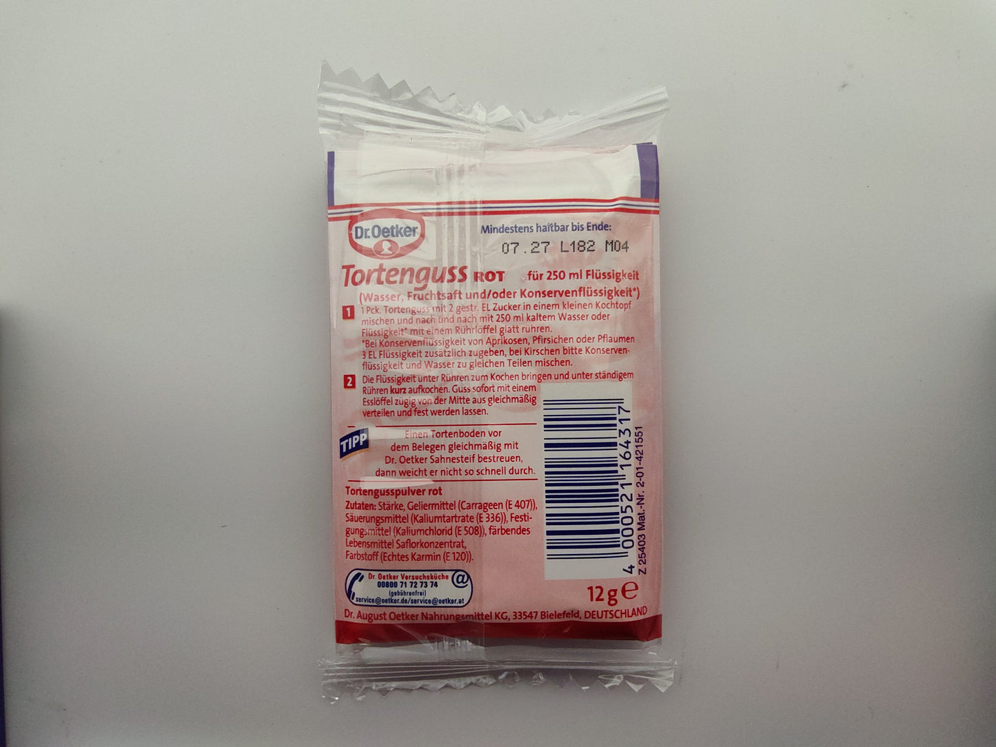 Dr. Oetker Tortenguss Rot Red Tart Glaze, 0.35 oz (10g)