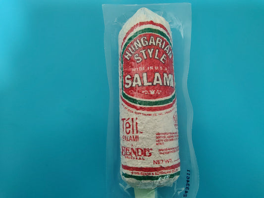 Bende Téli Szalámi Hungarian Style Winter Salami — front of stick