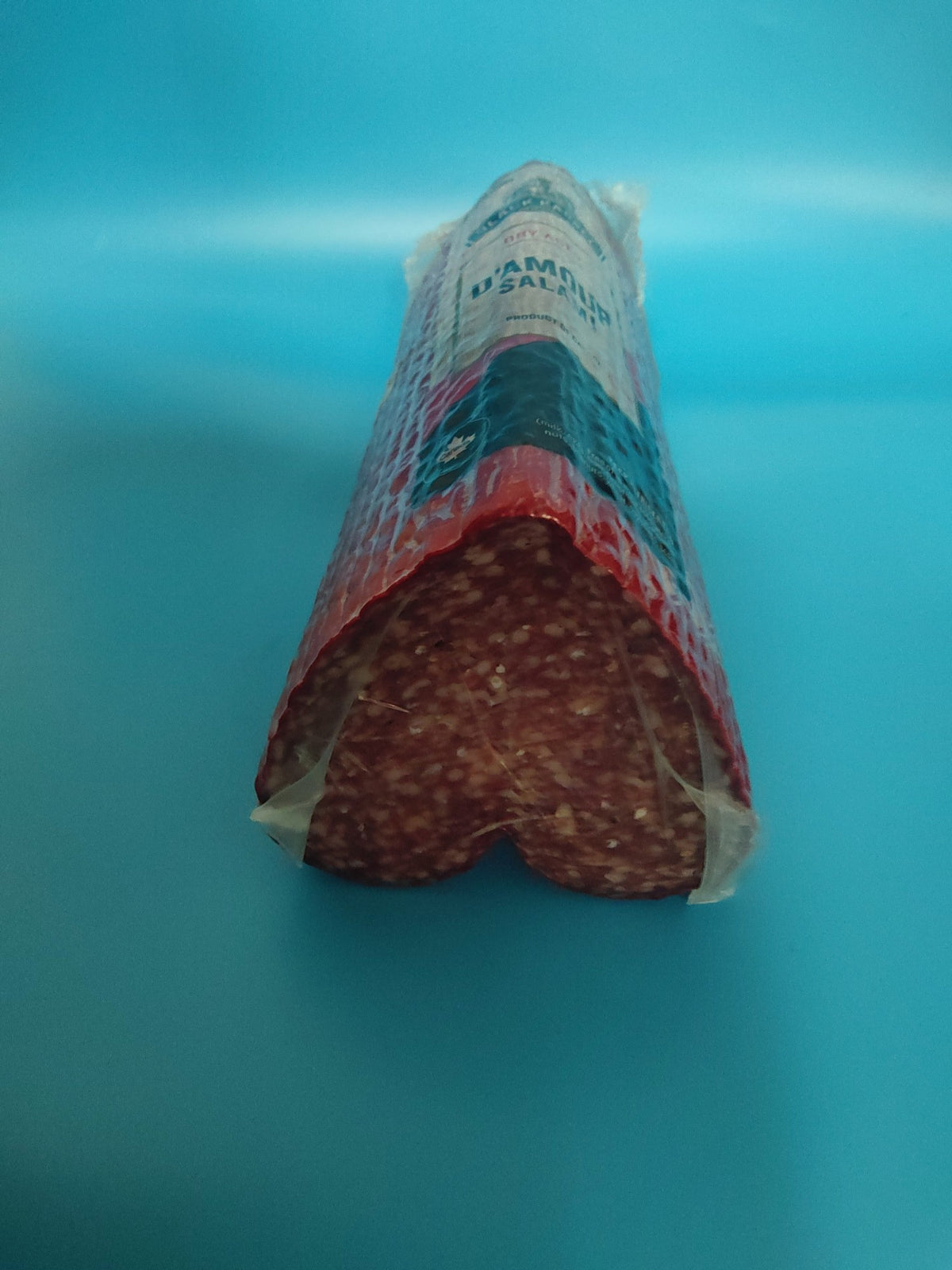 Black Kassel D'Amour Dry Aged Salami — the cut face