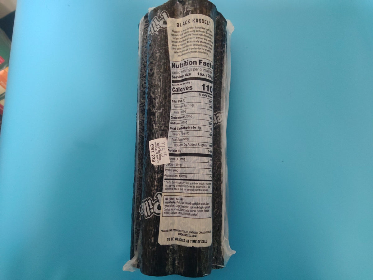 Black Kassel Old Forest Dry Aged Salami — nutrition panel and ingredients