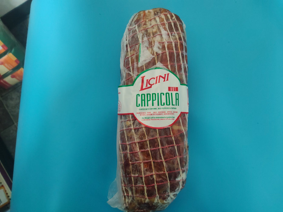 Licini Hot Cappicola — the netted whole muscle