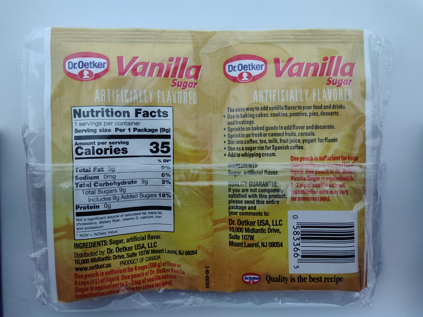 Dr. Oetker Vanilla Sugar, 0.32 oz (9g)