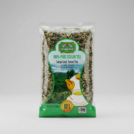 Marhumar 100% Pure Ceylon Large Leaf Green Tea, 1.1 lb (500g) — front of pack