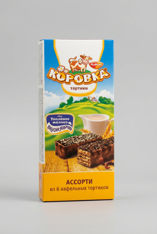 Korovka Assorted Waffle Cakes Baked Milk, 6.35 oz (180g)