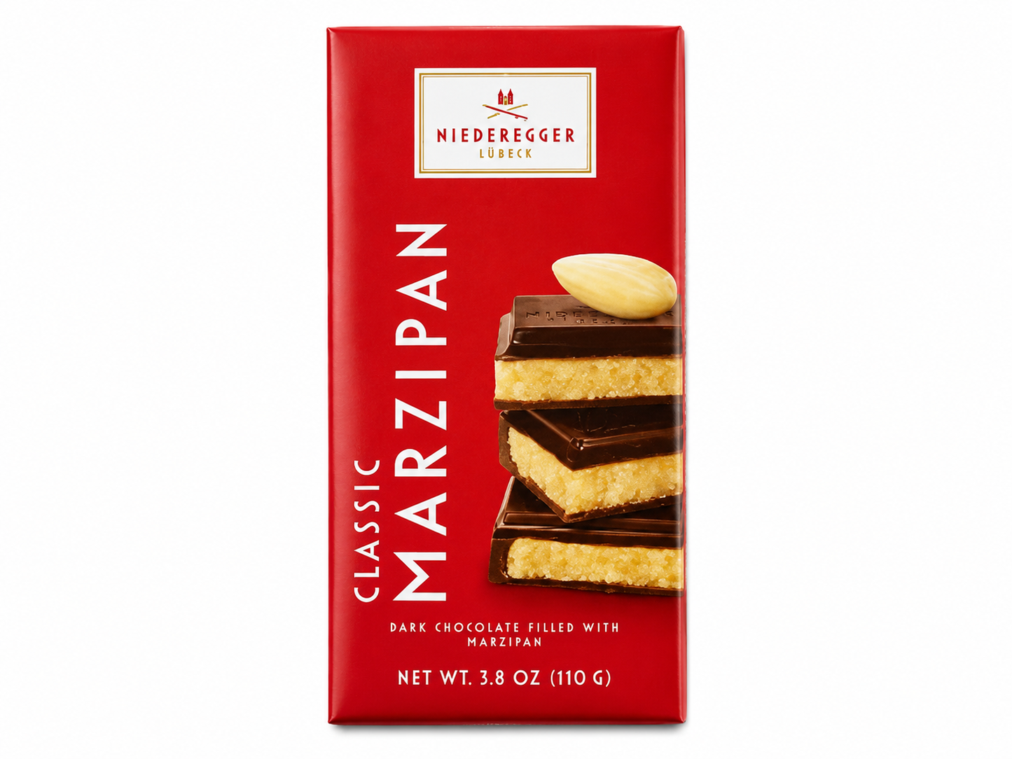 Niederegger Classic Marzipan Bar – 110g (Dark Chocolate Filled With Marzipan)