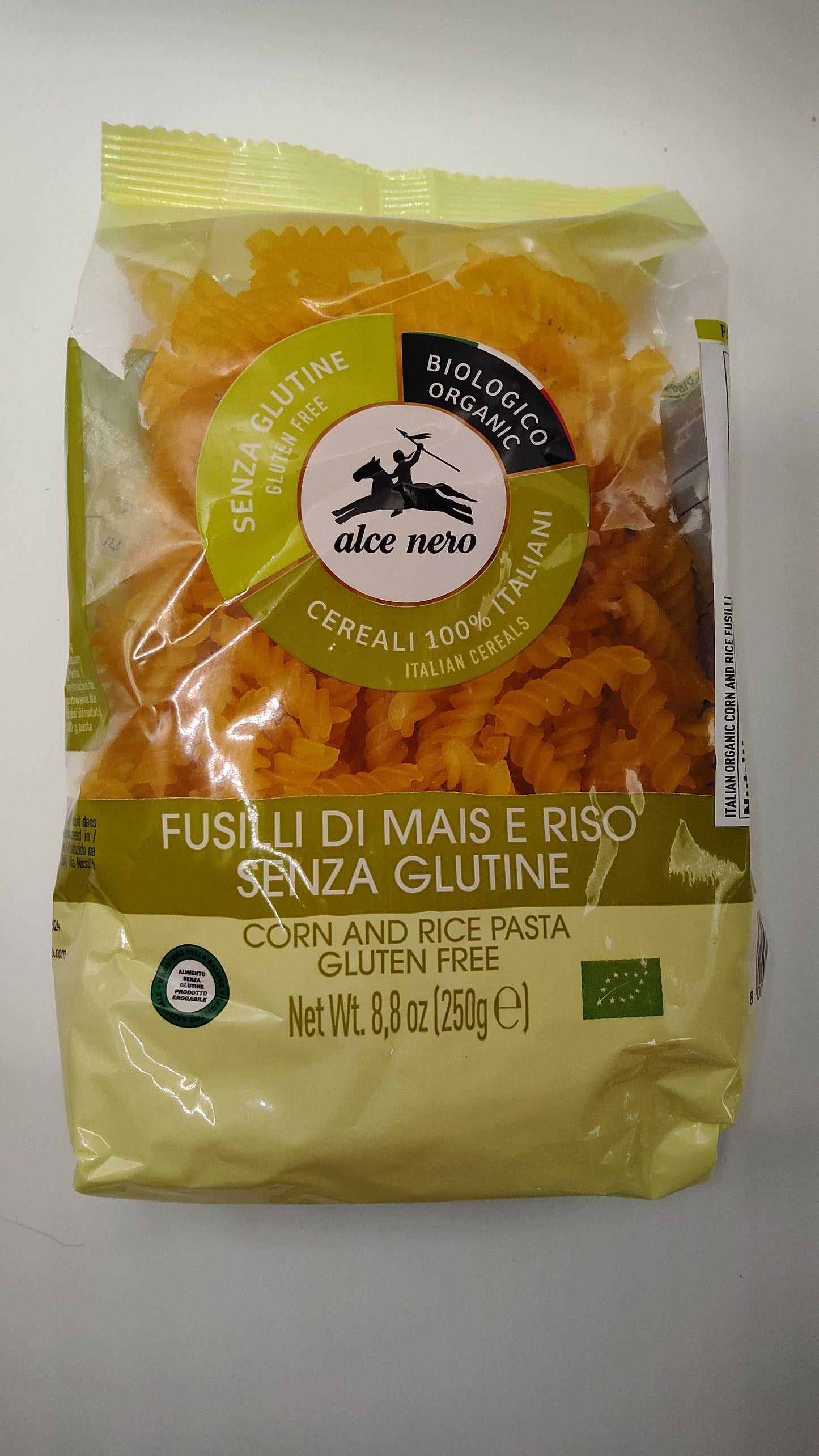 Alce Nero Organic Gluten Free Corn & Rice Fusilli, 8.8 oz (250g)