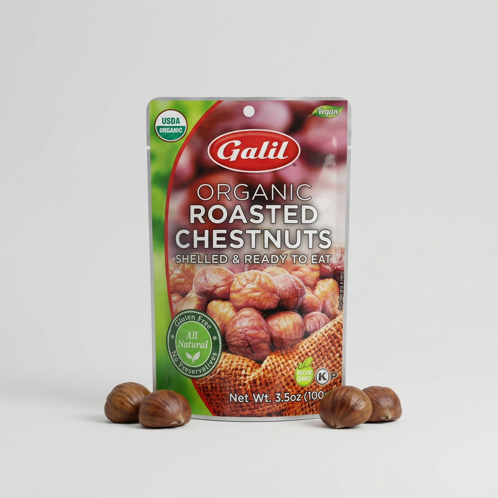 Galil Organic Roasted Chestnuts Shelled, 3.53 oz (100g)