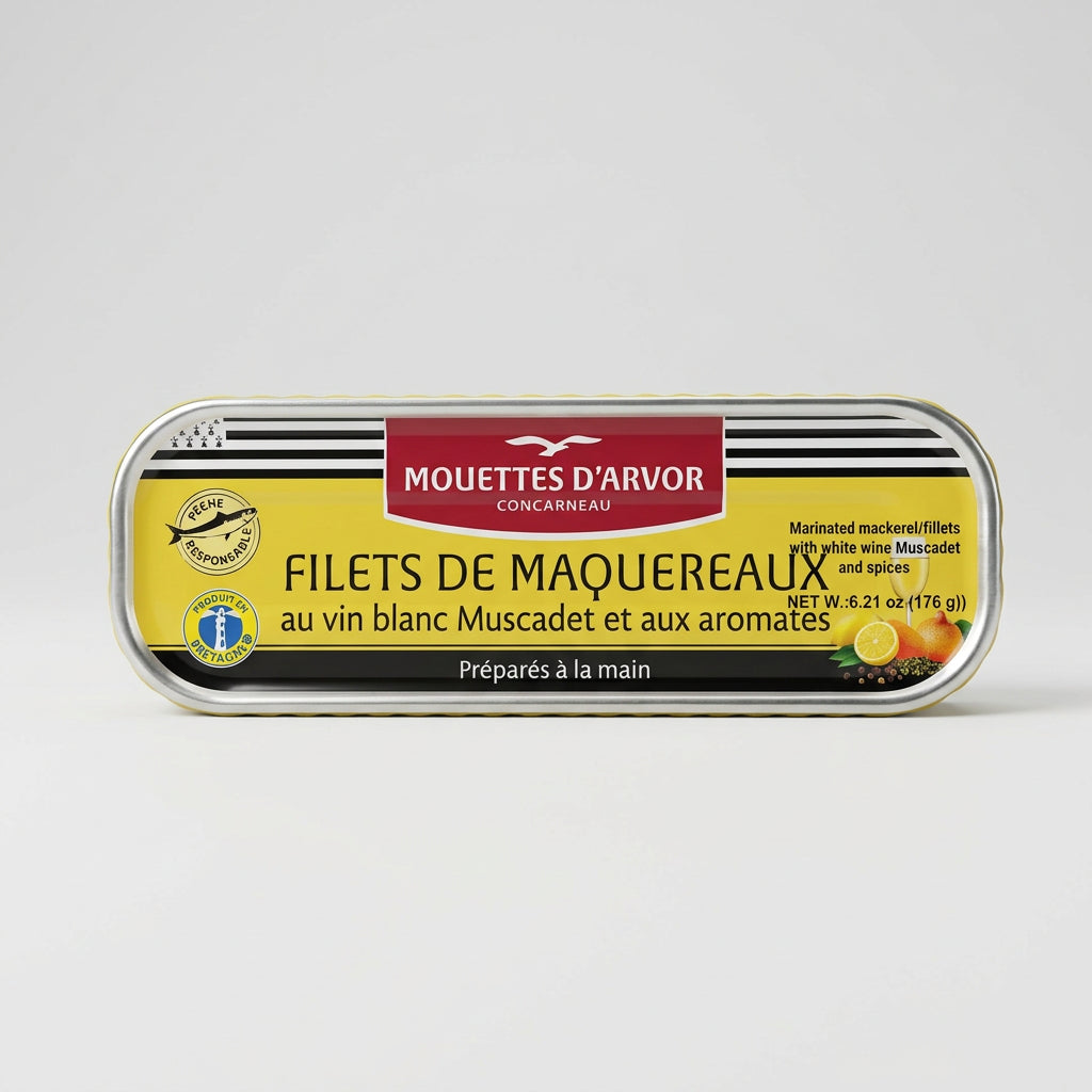 Les Mouettes d'Arvor Mackerel Fillets in Muscadet White Wine, 6.21 oz (176g)