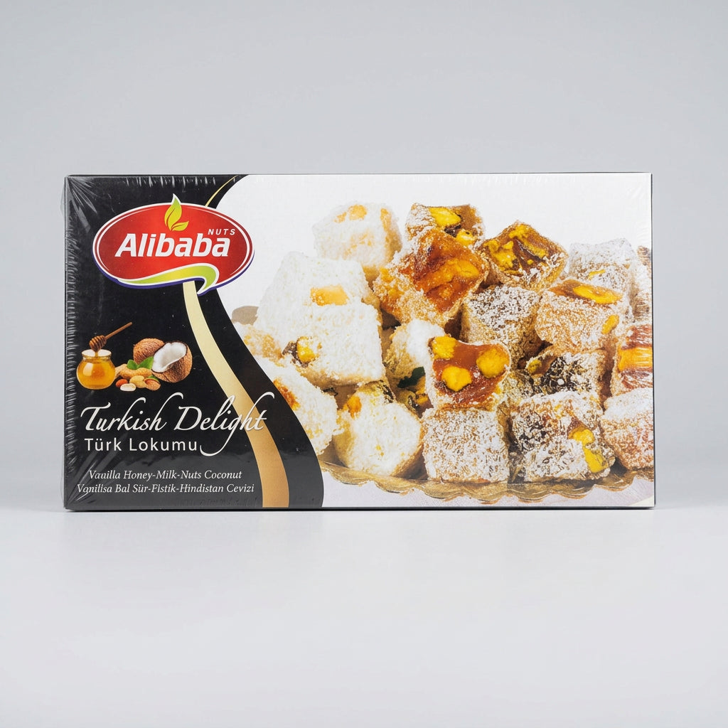 Alibaba Turkish Delight Vanilla, Nuts & Coconut, 10.6 oz (300g)