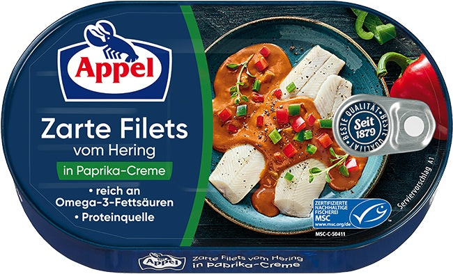 Appel Herring Fillets / Heringfilets in Paprika Cream / Paprika-Creme, 7.05 oz (200g)