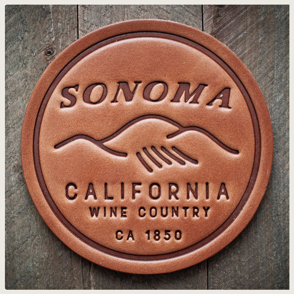 Handmade Leather Coaster — Sonoma, California, Made in USA — coaster-sonoma
