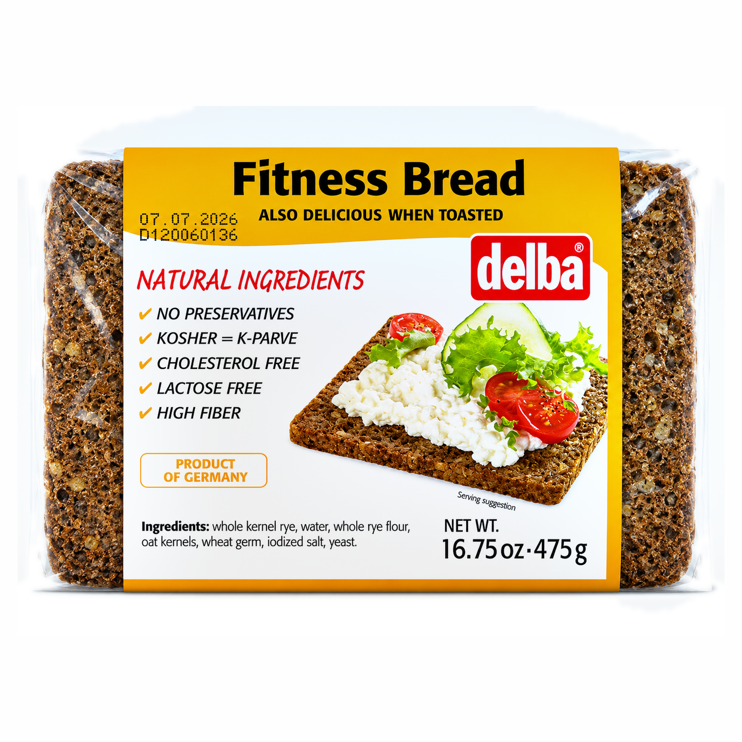 Delba Fitness Bread, 16.75 oz (475 g)