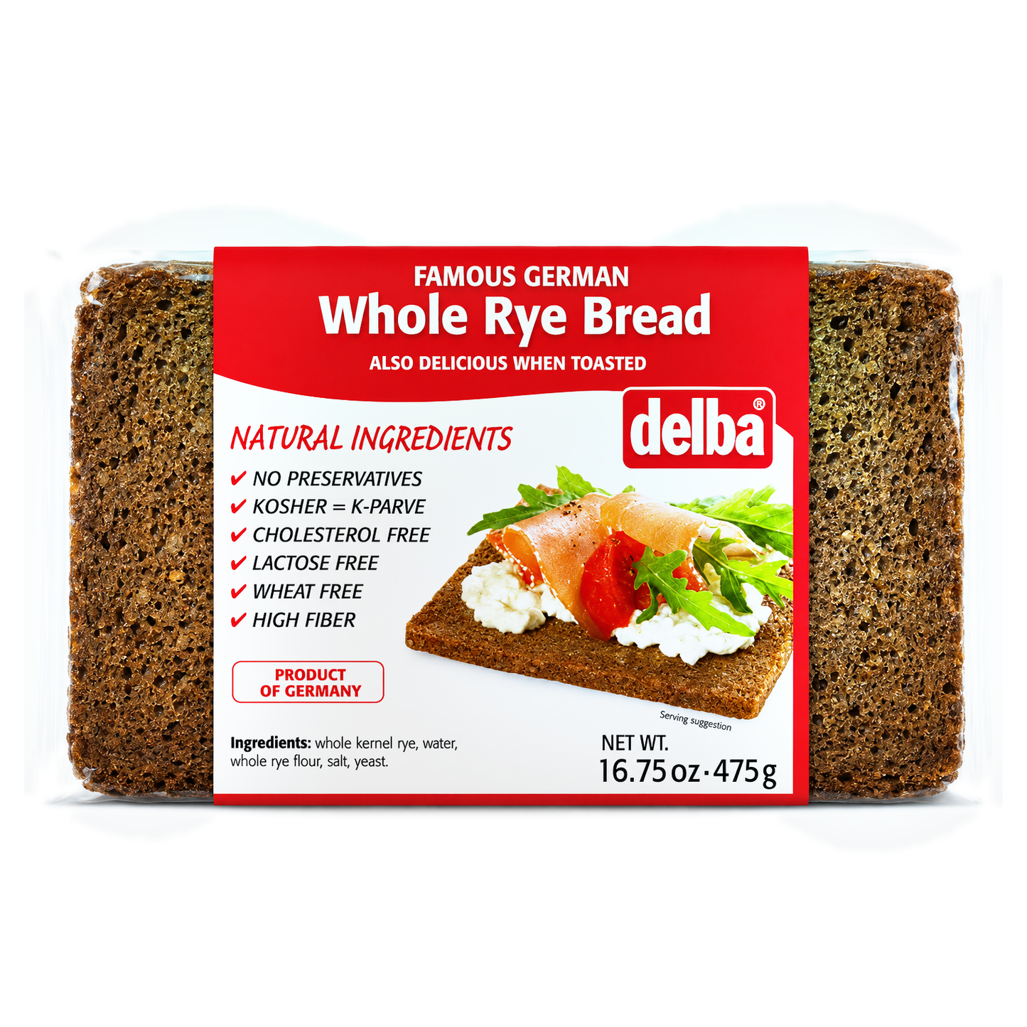 Delba Whole Rye Bread, 16.75 oz (475 g)