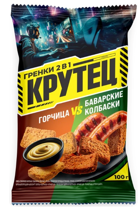 Krutec Suhariki Bavarian Sausage & Mustard, 3.5 oz (100g)