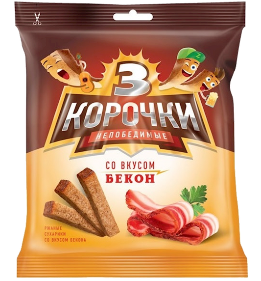 Suhariki Tri Korochki Rjanie "Bacon", 3.5 oz (100g)