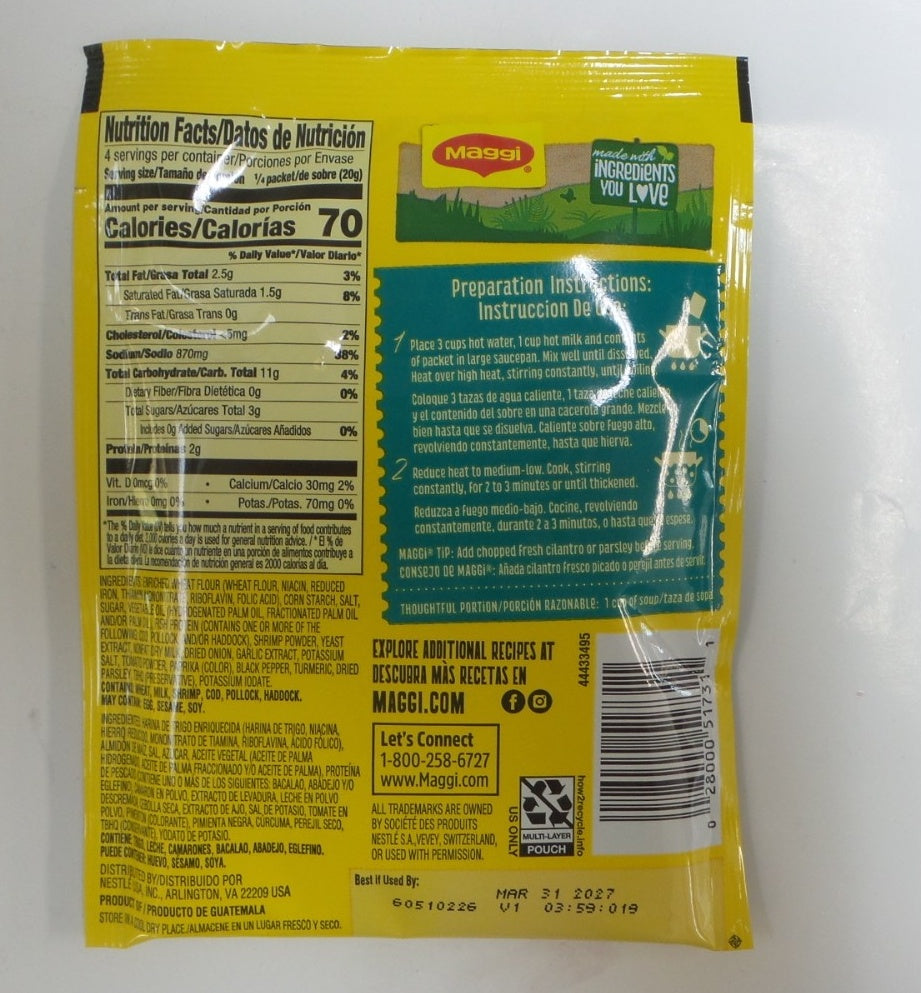 Maggi Crema de Mariscos Creamy Seafood Soup Mix, 2.82 oz (80g)