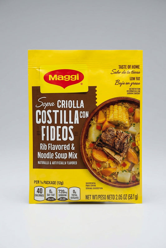 Maggi Sopa Criolla Costilla con Fideos Rib & Noodle Soup Mix, 2.05 oz (58.1g)