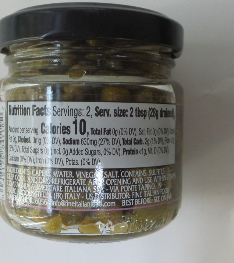 Mantova Capers in Brine, 3.5 oz (100g)