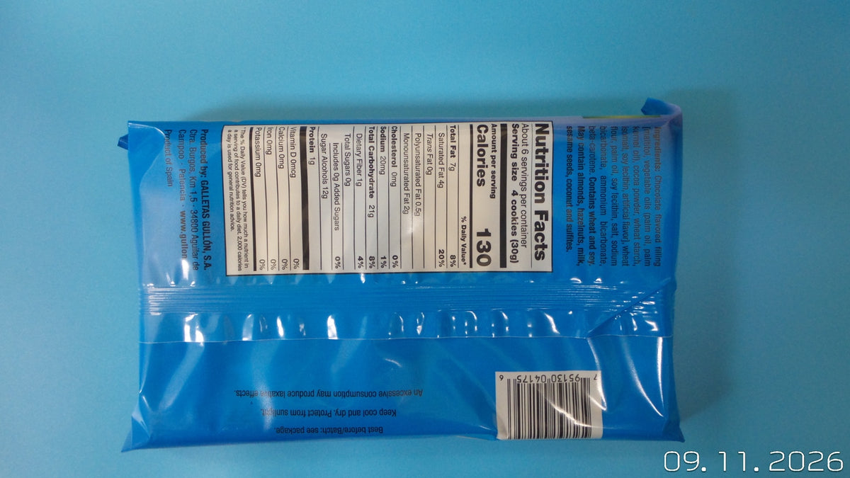 Gullón Sugar Free Chocolate Wafer, 6.34 oz (180g)