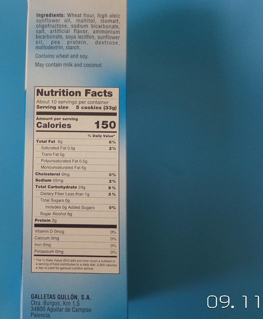 Gullón Sugar Free Shortbread Cookies, 11.6 oz (330g)