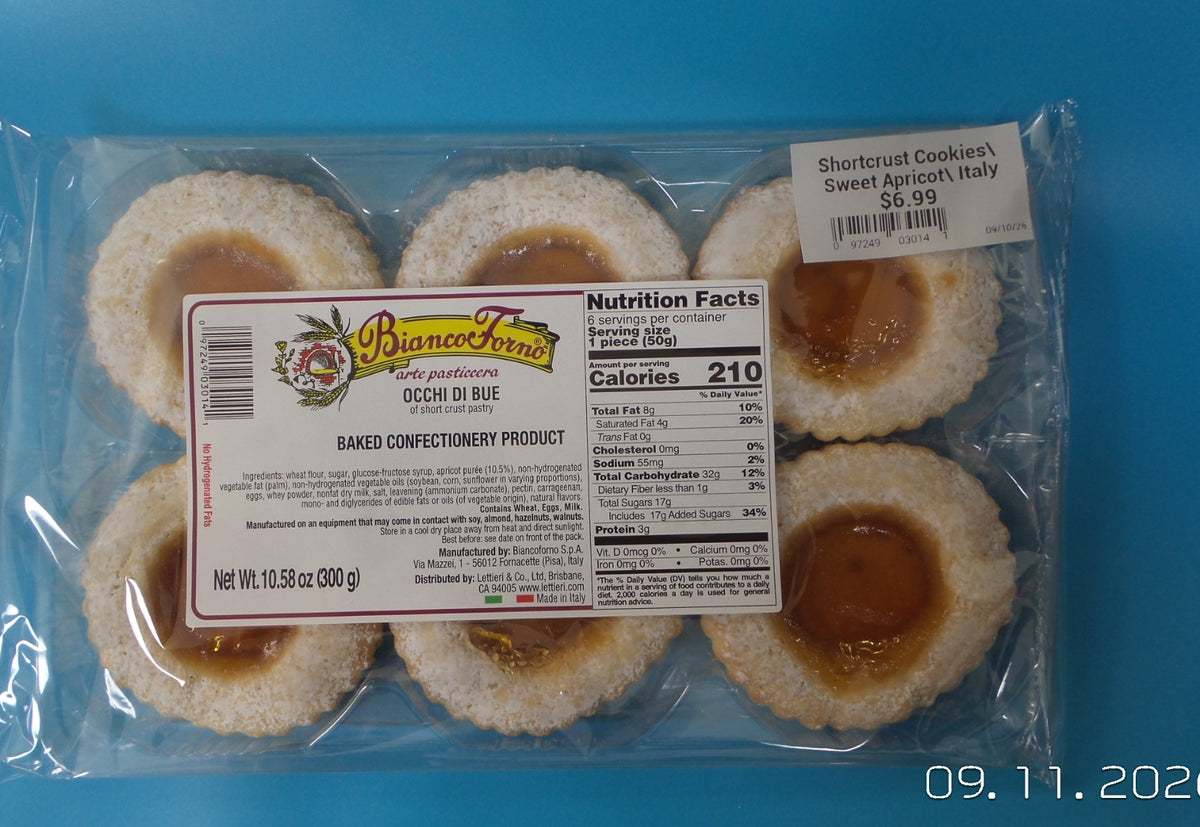 Biancoforno Occhi di Bue Shortcrust Cookies with Apricot, 10.58 oz (300g)