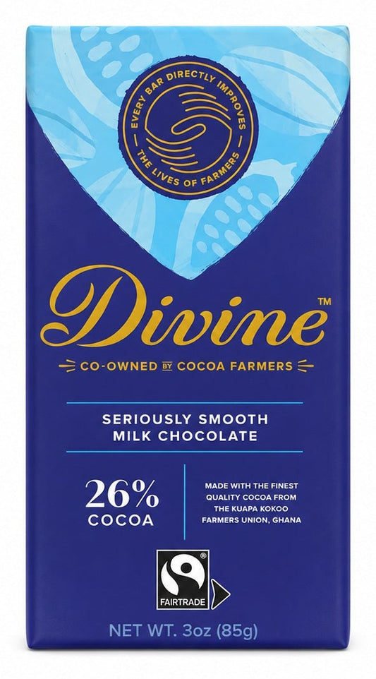 Divine Seriously Smooth Milk Chocolate, 26% Cocoa, 3 oz (85g)